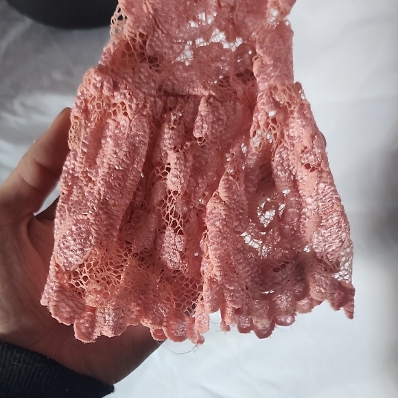 Moda International Pink Lace V-Neck Blouse - Picture 3 of 4